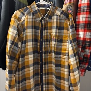 Fjallraven Men's Mustard and Navy Plaid Shirt